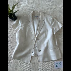 CALVIN KLEIN Short Sleeve Jacket - Almost White…Marfil Beige very light. SIZE 14